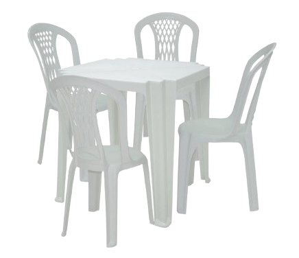 Mesa Quadrada Tambaú  + 4 Cadeiras Laguna